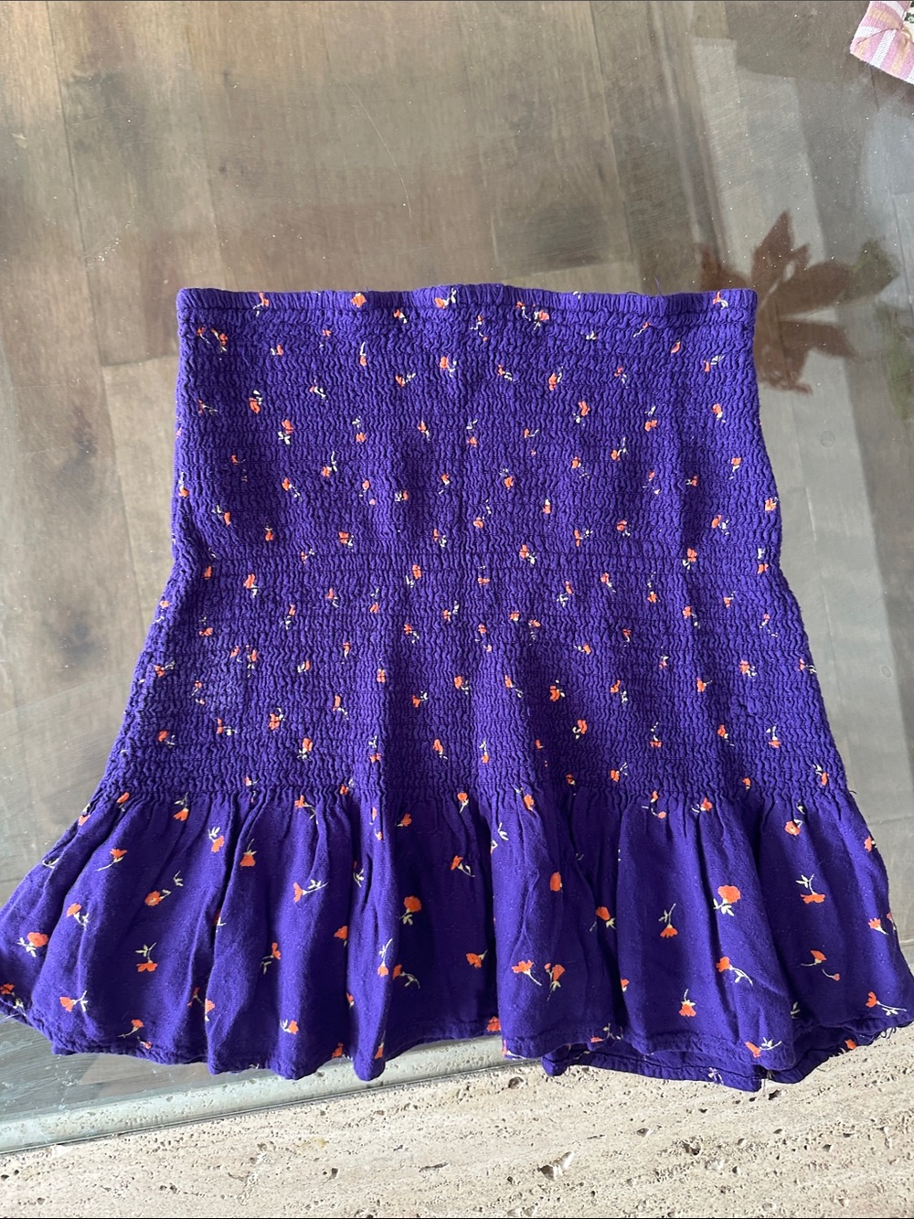 Urban Outfitters Purple Floral Smocked Mini